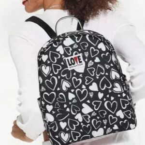 BRIGHTON Endless Love Black & White Hearts Backpack LIKE NEW